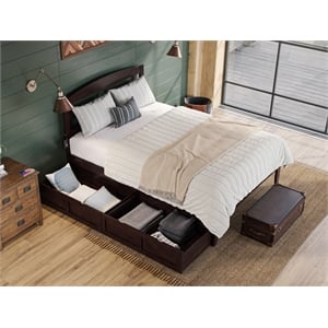 Warren Solid Wood Platform Bed with Storage Drawers Set of 2 Queen Espresso