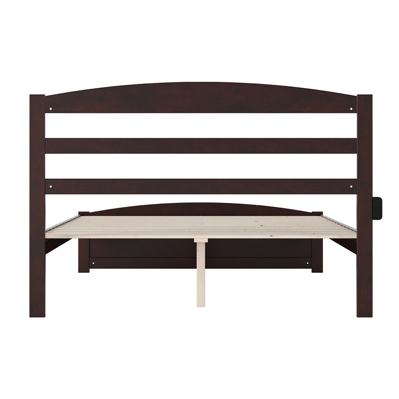 Warren Solid Wood Platform Bed with Footboard Queen in Espresso