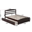 Warren Solid Wood Queen Platform Bed with Footboard Twin XL Trundle in Espresso