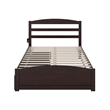 Warren Solid Wood Platform Bed with Footboard 2 Storage Drawers Full Espresso