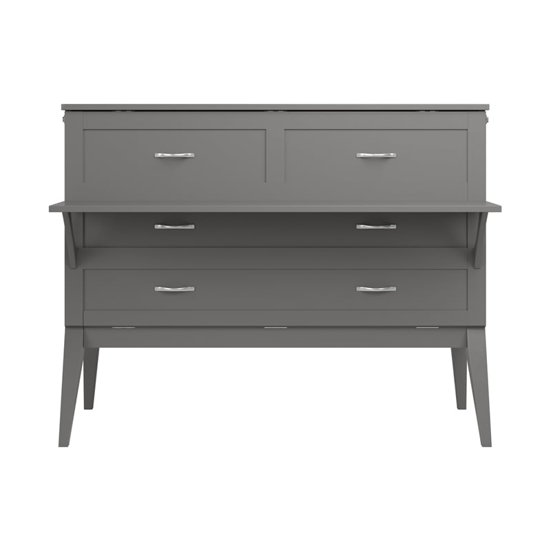 Northampton Full Wood Murphy Bed Desk with Mattress & Built-in Charger in Gray