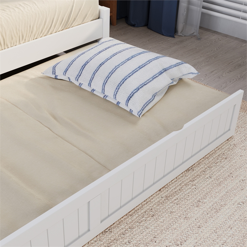 AFI Cambridge Mid-Century Solid Wood Daybed with Twin Trundle in White