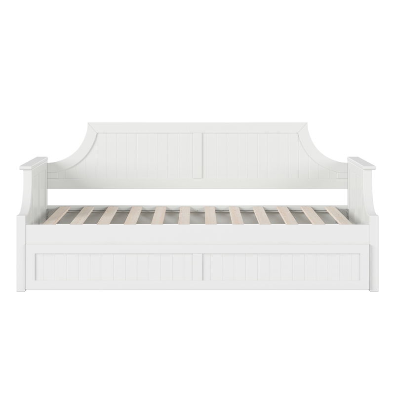 AFI Cambridge Mid-Century Solid Wood Daybed with Twin Trundle in White