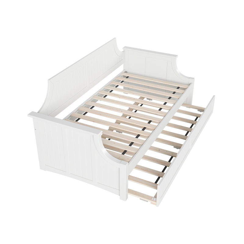 AFI Cambridge Mid-Century Solid Wood Daybed with Twin Trundle in White