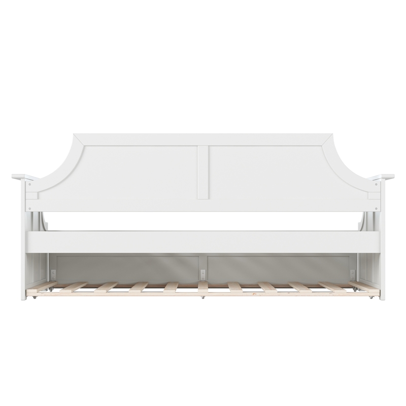 AFI Cambridge Mid-Century Solid Wood Daybed with Twin Trundle in White