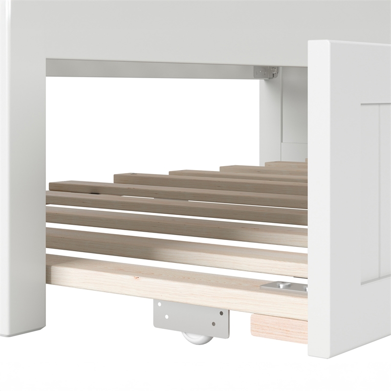 AFI Cambridge Mid-Century Solid Wood Daybed with Twin Trundle in White