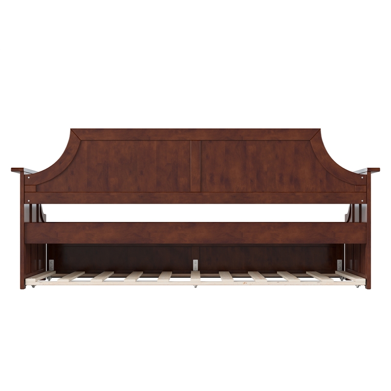 AFI Cambridge Mid-Century Solid Wood Daybed with Twin Trundle in Walnut