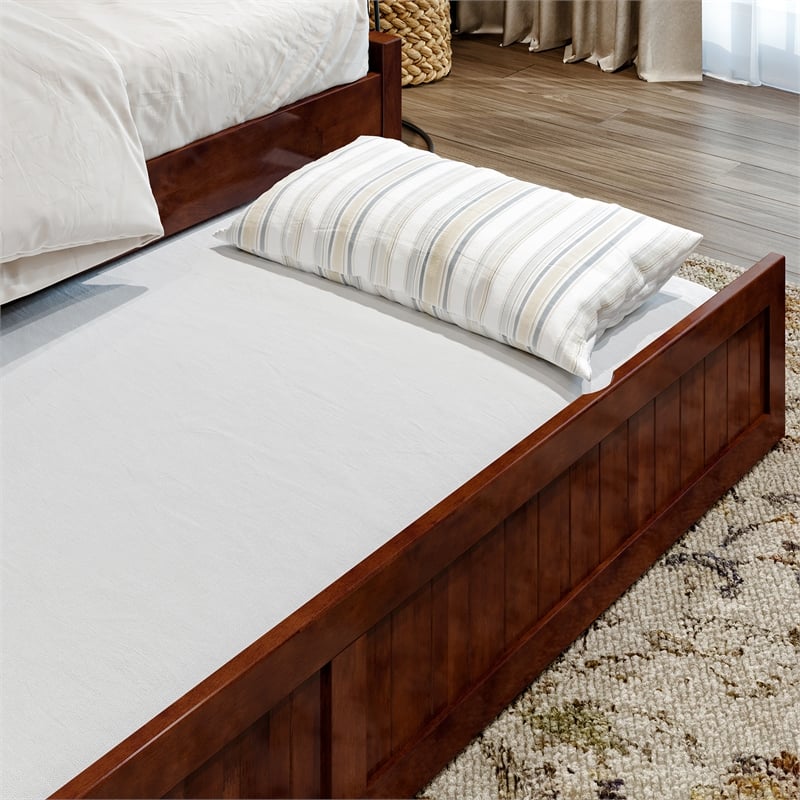 AFI Cambridge Mid-Century Solid Wood Daybed with Twin Trundle in Walnut