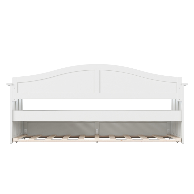 AFI Nantucket Mid-Century Solid Wood Twin Daybed with Trundle in White