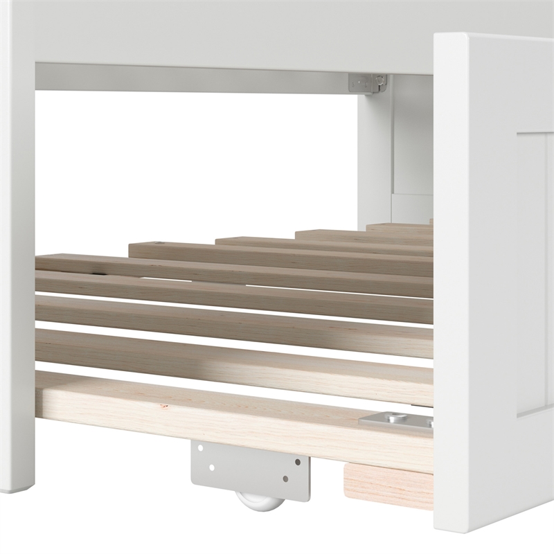 AFI Nantucket Mid-Century Solid Wood Twin Daybed with Trundle in White
