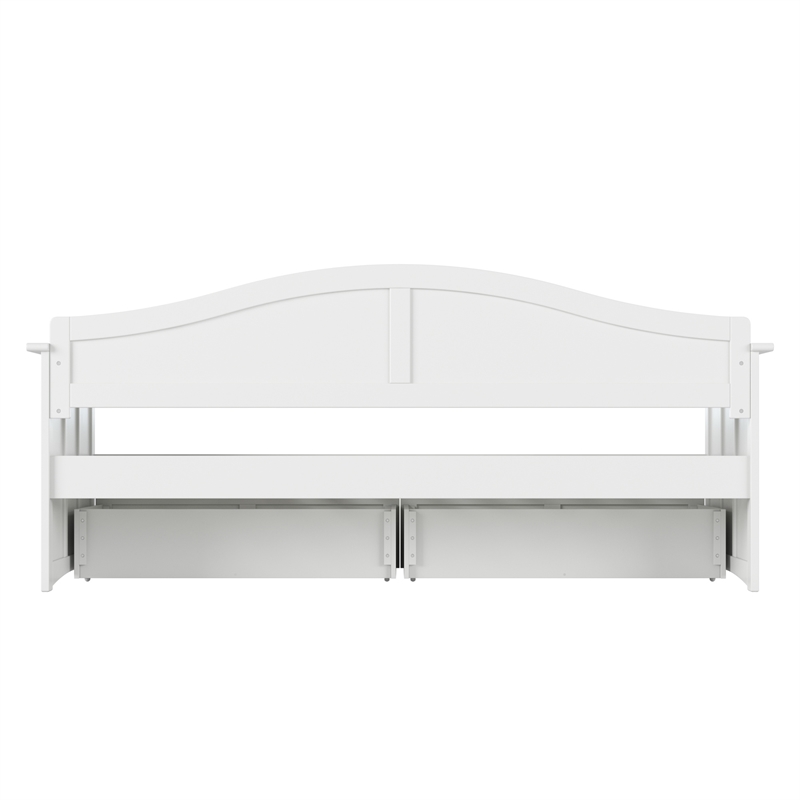 AFI Nantucket Mid-Century Solid Wood Twin Daybed with Set of 2 Drawers in White