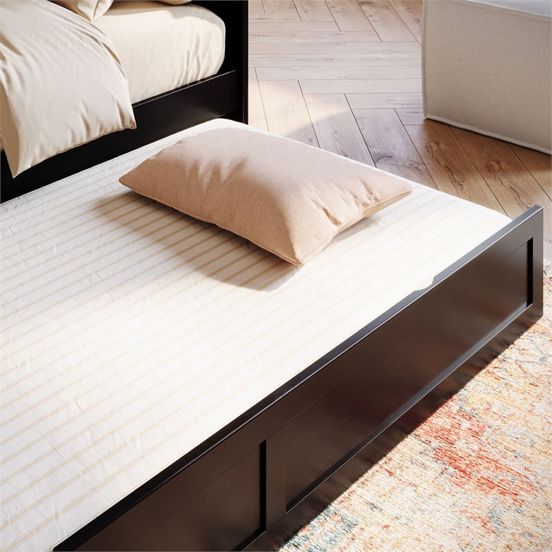 AFI Acadia Mid-Century Solid Wood Daybed with Twin Trundle in Espresso