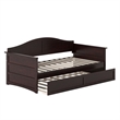 AFI Acadia Mid-Century Solid Wood Daybed with Twin Trundle in Espresso