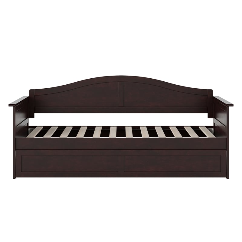 AFI Acadia Mid-Century Solid Wood Daybed with Twin Trundle in Espresso