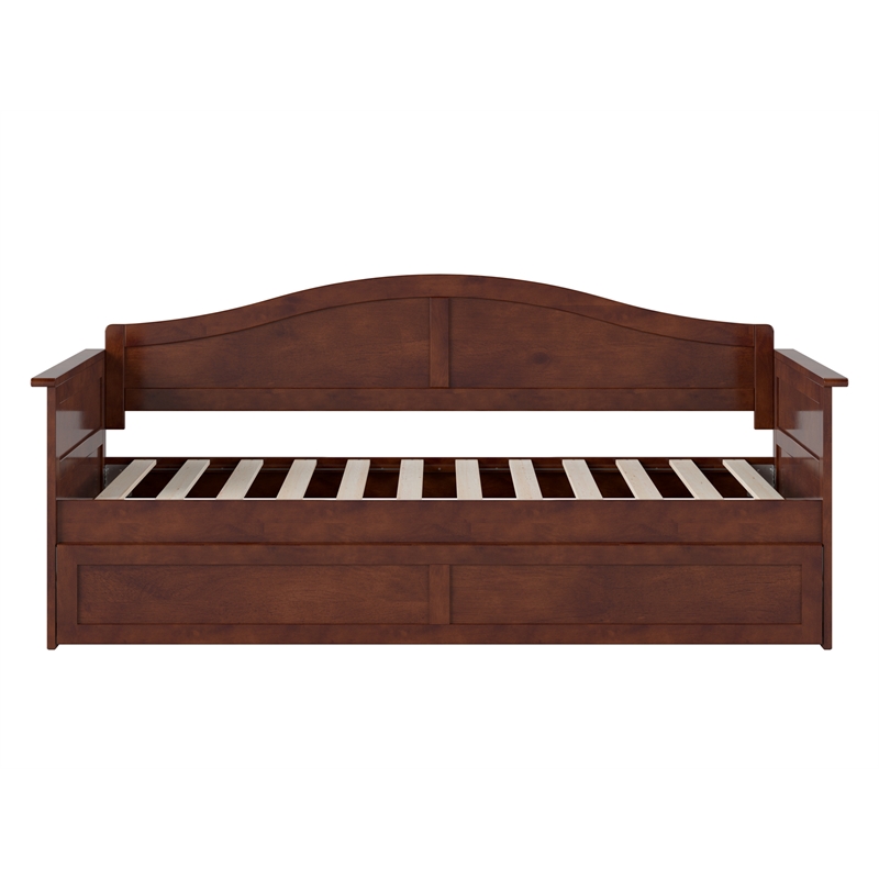 AFI Acadia Mid-Century Solid Wood Daybed with Twin Trundle in Walnut