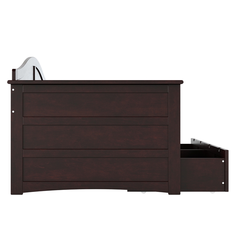 AFI Acadia Mid-Century Solid Wood Twin Daybed with Set of 2 Drawers in Espresso