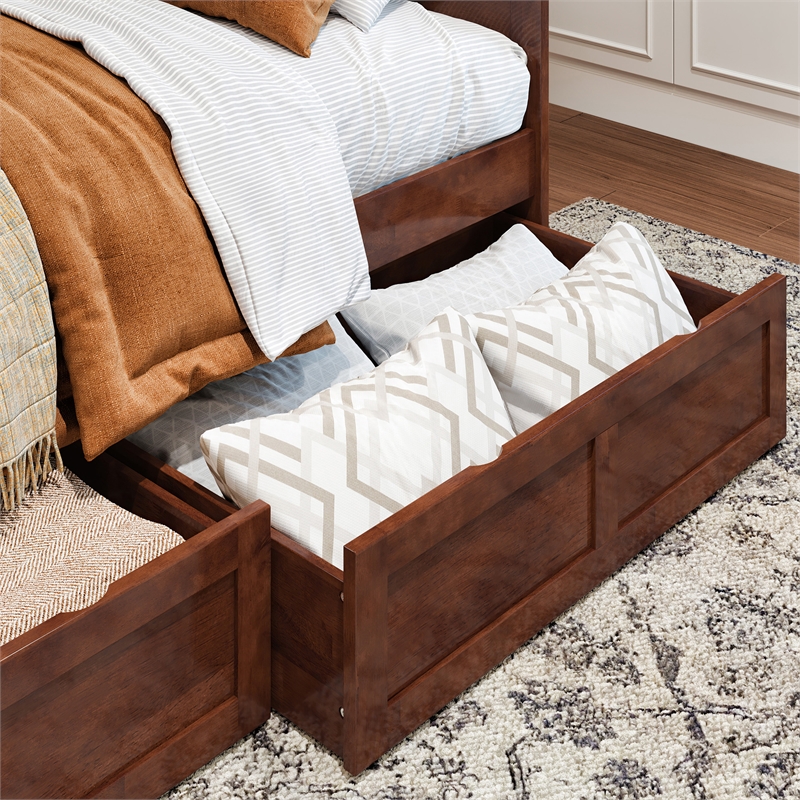 AFI Acadia Mid-Century Solid Wood Twin Daybed with Set of 2 Drawers in Walnut