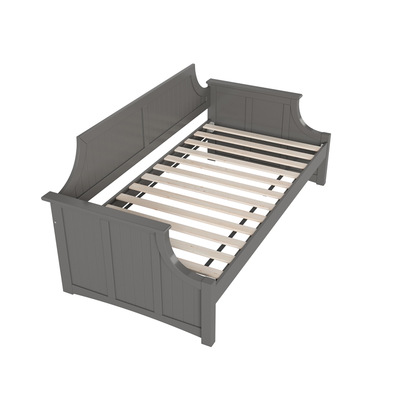 AFI Cambridge Mid-Century Solid Wood Twin Daybed with Curved Backboard in Gray