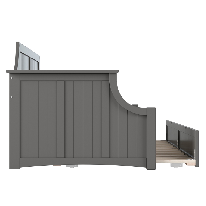 AFI Cambridge Mid-Century Solid Wood Daybed with Twin Trundle in Gray