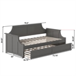 AFI Cambridge Mid-Century Solid Wood Daybed with Twin Trundle in Gray