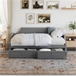 AFI Cambridge Mid-Century Solid Wood Twin Daybed with Set of 2 Drawers in Gray