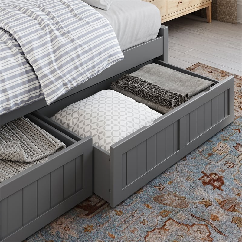 AFI Cambridge Mid-Century Solid Wood Twin Daybed with Set of 2 Drawers in Gray