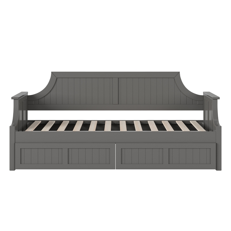 AFI Cambridge Mid-Century Solid Wood Twin Daybed with Set of 2 Drawers in Gray