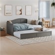AFI Nantucket Mid-Century Solid Wood Daybed with Twin Trundle in Gray