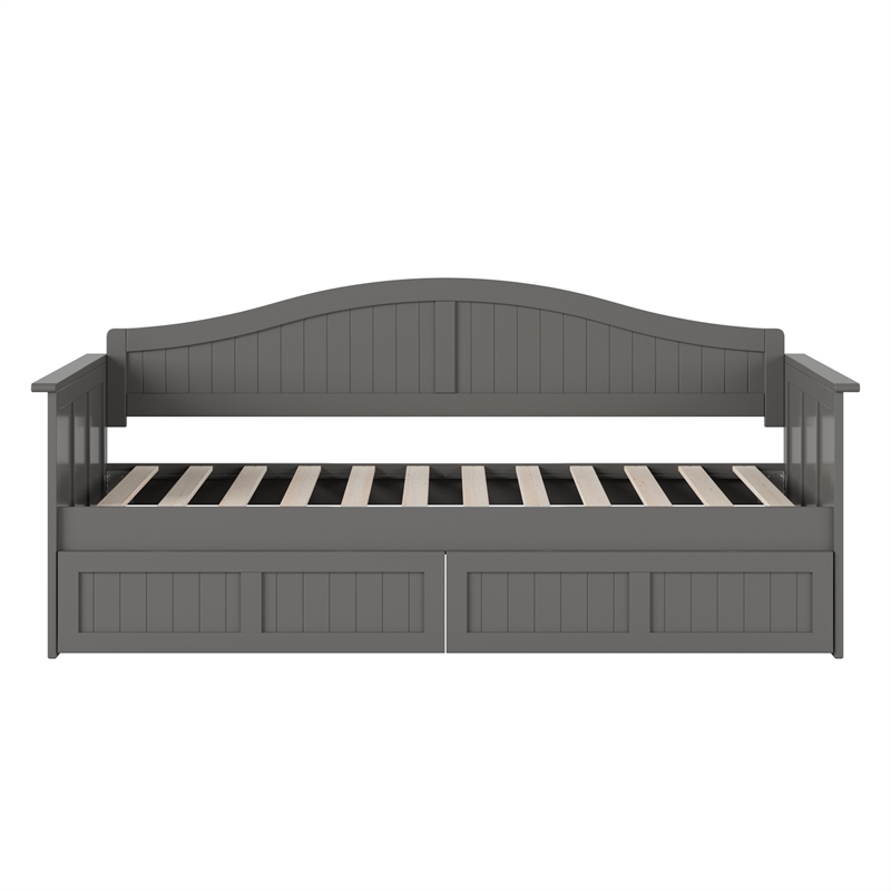 AFI Nantucket Mid-Century Solid Wood Twin Daybed with Set of 2 Drawers in Gray