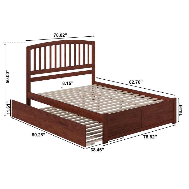 Richmond Wood King Platform Bed with Footboard and Twin XL Trundle in Walnut