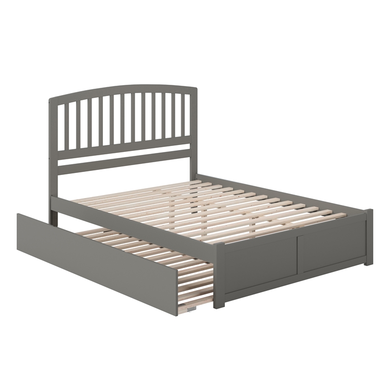 Richmond Solid Wood King Platform Bed with Footboard and Twin XL Trundle in Grey