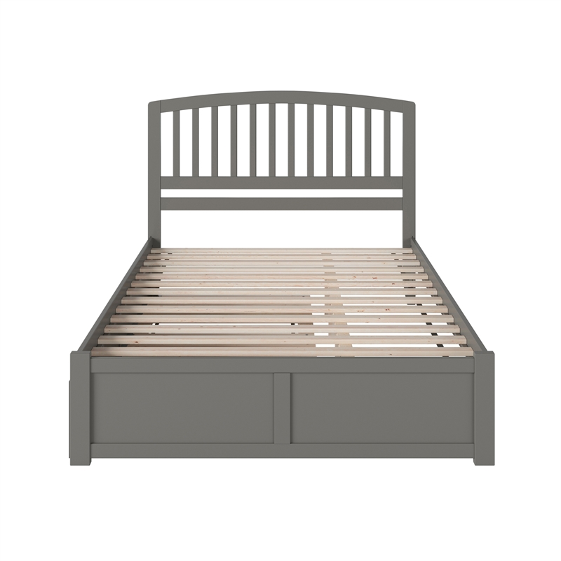 Richmond Solid Wood King Platform Bed with Footboard and Twin XL Trundle in Grey
