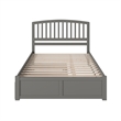 Richmond Solid Wood King Platform Bed with Footboard and Twin XL Trundle in Grey