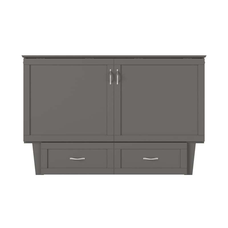 AFI Chelsea Queen Solid Wood Murphy Bed Chest with Mattress in Gray