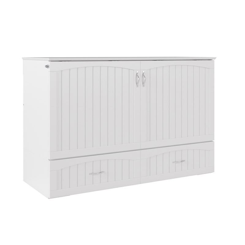 AFI Aspen Queen Solid Wood Murphy Bed Chest with Mattress in White