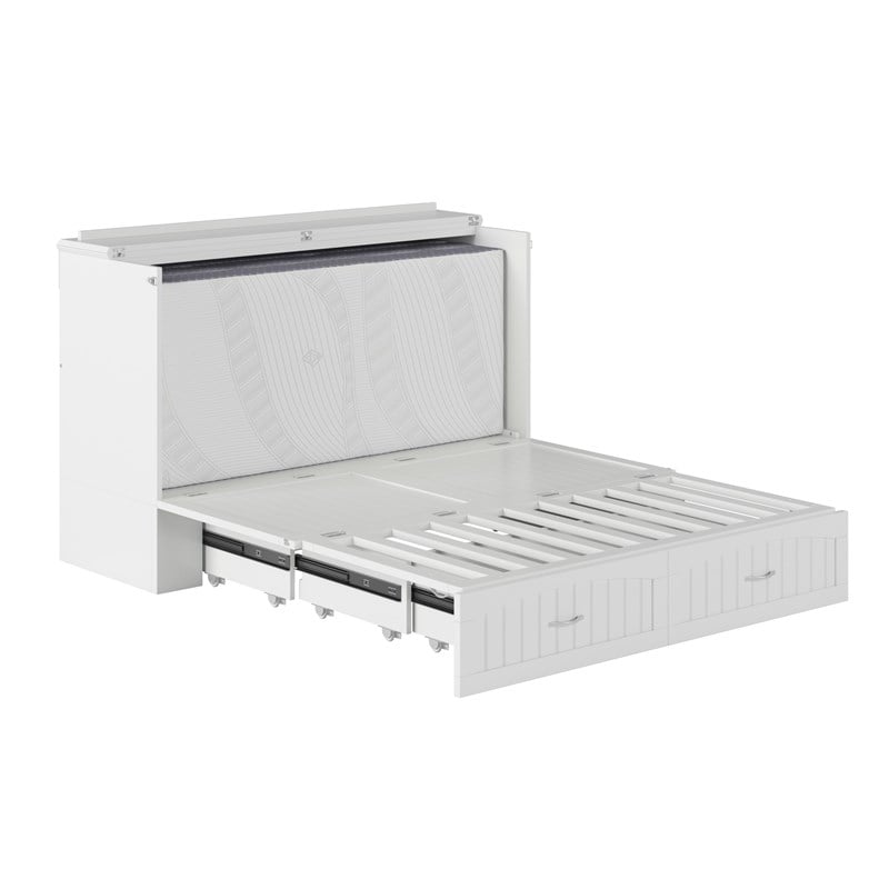 AFI Aspen Queen Solid Wood Murphy Bed Chest with Mattress in White
