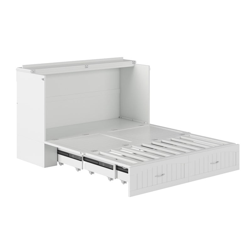 AFI Aspen Queen Solid Wood Murphy Bed Chest with Mattress in White