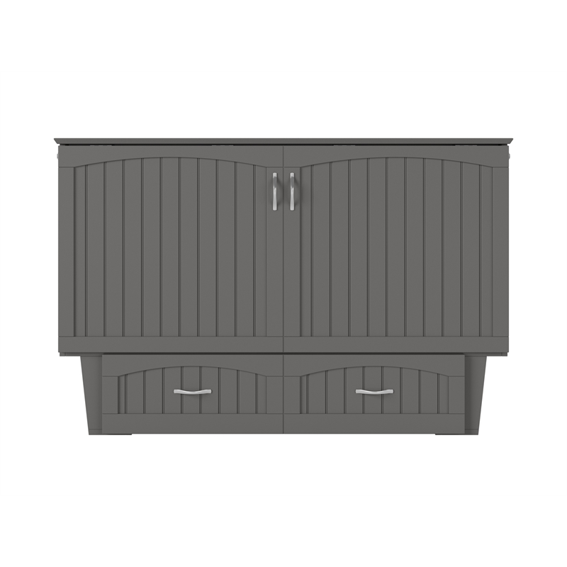 AFI Aspen Queen Solid Wood Murphy Bed Chest with Mattress in Gray