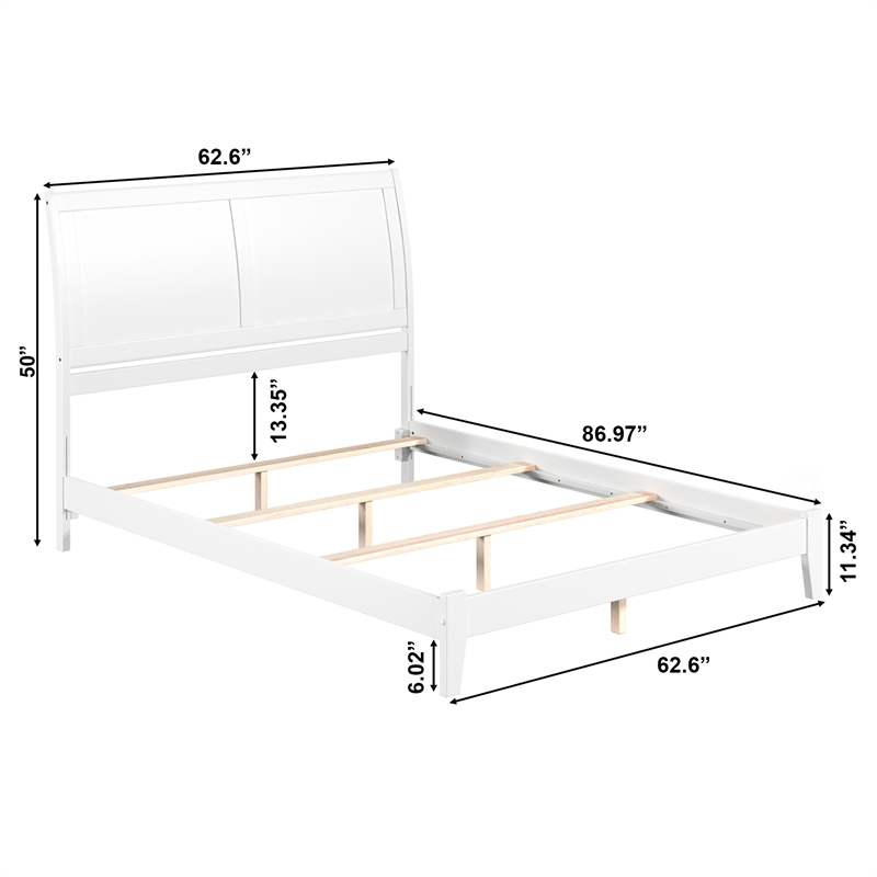 Portland Queen Solid Wood Foundation Bed in White