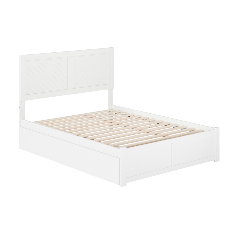 AFI Canyon Full Solid Wood Platform Bed with Footboard & Full Trundle in White