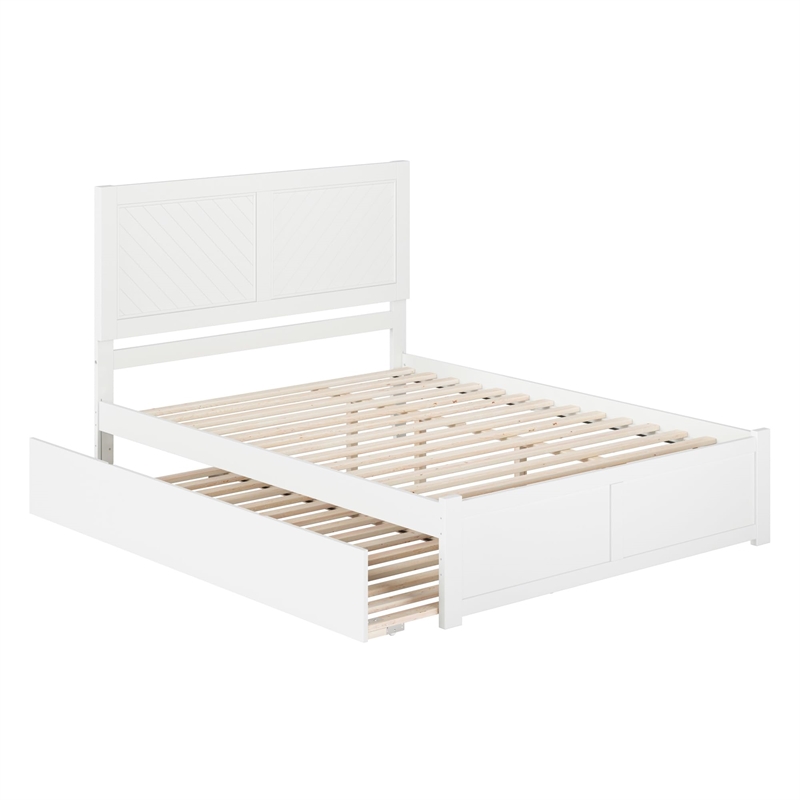 AFI Canyon King Wood Platform Bed with Footboard & Twin XL Trundle in White