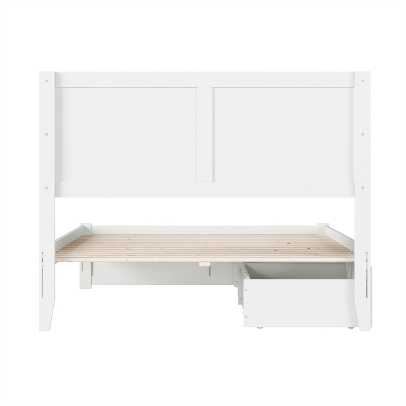 AFI Canyon Full Wood Platform Bed with Footboard & 2 Storage Drawers in White