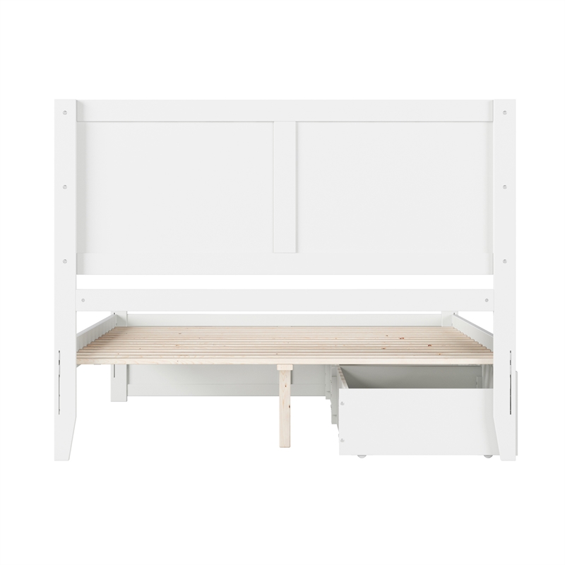 AFI Canyon Queen Wood Platform Bed with Footboard & 2 Storage Drawers in White