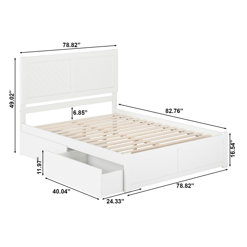 AFI Canyon King Wood Platform Bed with Footboard & 2 Storage Drawers in White