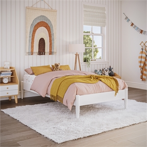 Pasadena 14&quot Twin Low Profile Solid Wood Platform Bed in White