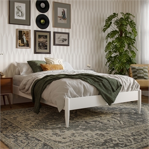 Pasadena 14&quot Full Low Profile Solid Wood Platform Bed in White