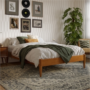 Pasadena 12&quot Full Low Profile Solid Wood Platform Bed in Light Toffee