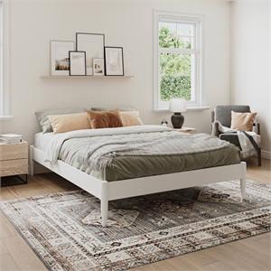 Pasadena 14&quot Queen Low Profile Solid Wood Platform Bed in White