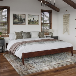 Pasadena 12&quot King Low Profile Solid Wood Platform Bed in Walnut