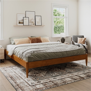 Pasadena 12&quot King Low Profile Solid Wood Platform Bed in Light Toffee